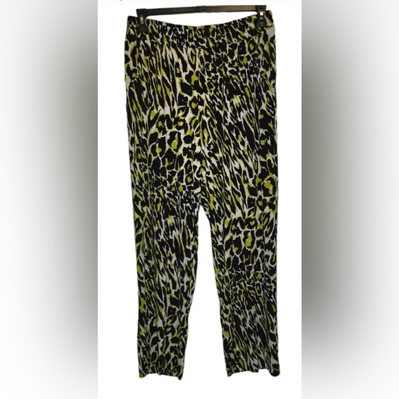 Premise palazzo wide leg‎ pants tiger stripe black white green size XL - Picture 2 of 4